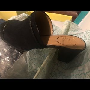 NWT Jack Rogers 8 black leather wedge